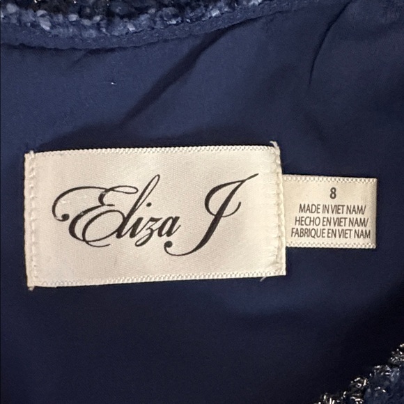 Eliza J Tweed Short Sleeve Shift Dress in Medium Blue - NEW - Size 8 - Picture 6 of 9